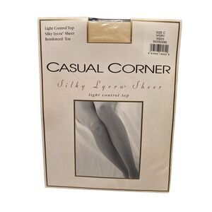 Casual Corner Silky Lycra Sheer Pantyhose Ivory Size C Light Control Top New